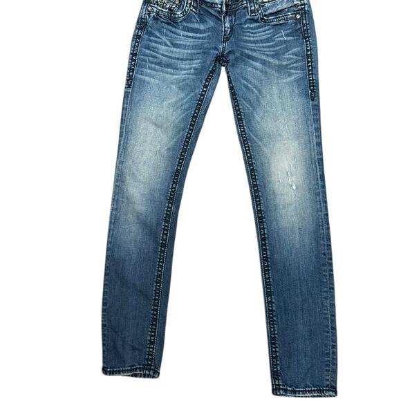 Rock Revival Gina Skinny Jeans Womens Size 29 x 30.5 with Embellished Pockets - Picture 2 of 10